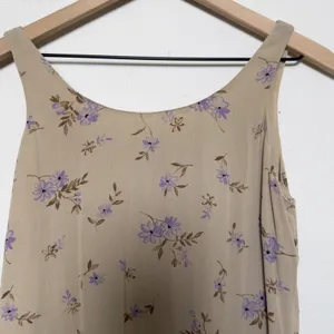 VTG 90s Women Indie Grunge‎ Maxi Jumper Dress 6 Tan Purple Floral 90s Summer thumbnail 2