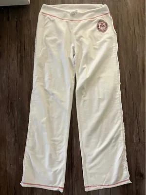 HANK Y2K White Sweatpants Made in Hollywood Cotton Sz L thumbnail 1