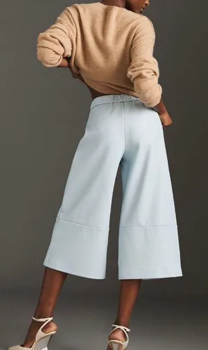Maeve Faux Leather Cropped Wide-Leg Pants, Size XS/S thumbnail 4