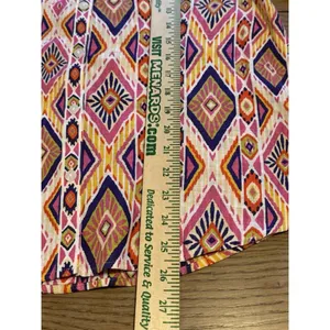 Chicos‎ Womens Size 0 Linen No Iron Button Up Shirt 3/4 Sleeve Aztec Colorful thumbnail 4