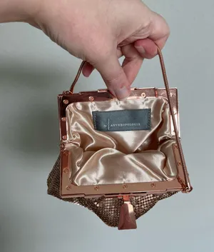 Rose Gold Anthropologie Metallic Chainmail Clutch thumbnail 2