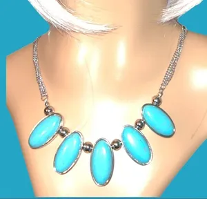 Very nice silver and turquoise necklace! Blue thumbnail 5