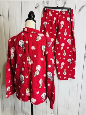 Charter Club Intimates Pajama Set Sz L Red Snowman Christmas Winter Pockets thumbnail 6