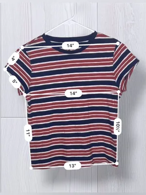 AERIE Classic Striped Short Sleeve Baby Tee | Red Navy & White thumbnail 6