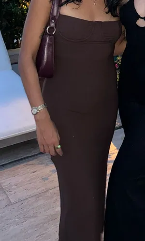 Princess Polly Chocolate Brown Strapless Maxi Dress thumbnail 1