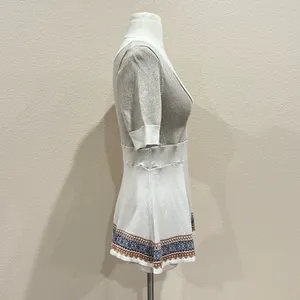 Free People Cream Fair Isle Fit & Flare Short Sleeve Knit Top Size XS thumbnail 7