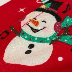Just Love Christmas Holiday Medical Scrub Top V-Neck Pockets Red Snowman Santa M thumbnail 6