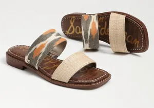 Sam Edelman Haydee Beige Woven Slip On Open Toe Sandals 9 thumbnail 1