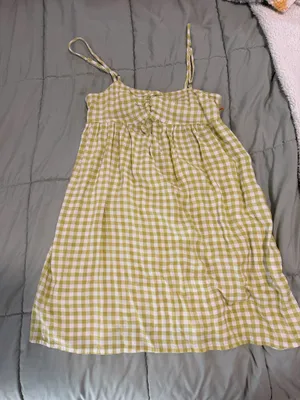 Green Gingham Tie Back Mini Dress Size XS thumbnail 1