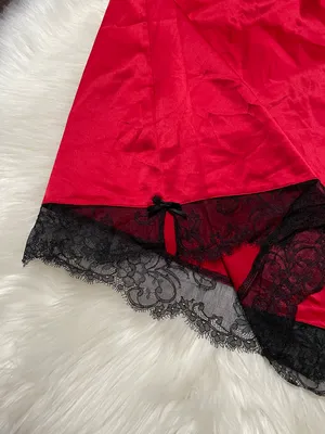 Victoria's Secret Cami Top Red w/ Black Lace thumbnail 6