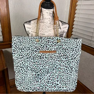 Juicy Couture | Teal Leopard Print Y2k Large Tote Bag thumbnail 3