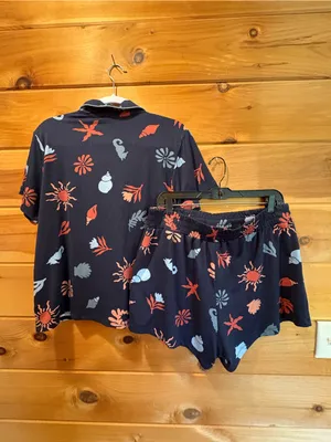 Bobeau Ellie Sleep & Lounge Notch Collar Top and Short PJ Set size Large thumbnail 2