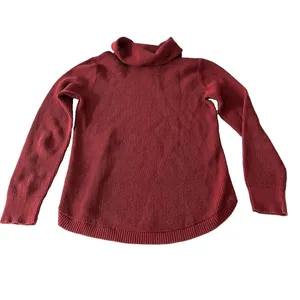 Lauren Ralph Lauren Red Cotton Waffle-Knit Cowl Neck Logo Pullover Sweater Small thumbnail 2
