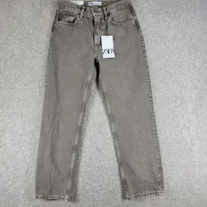 Zara The Straight Cropped Womens Jeans US 4 / EU 36 Khaki Med Wash Mid Rise New thumbnail 10