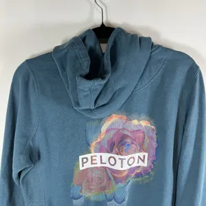 PELOTON Turquoise Full Zip Hoodie Sweatshirt Size‎ Large Flower Athletic Workout thumbnail 9