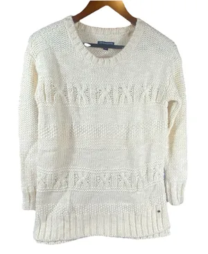 American‎ Eagle Sweater Women's XS Cream Cable Knit Chunky Polyester Oversized thumbnail 1