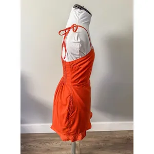 Abercrombie Terracotta Tie Strap Ruffle Hem Mini Dress thumbnail 10