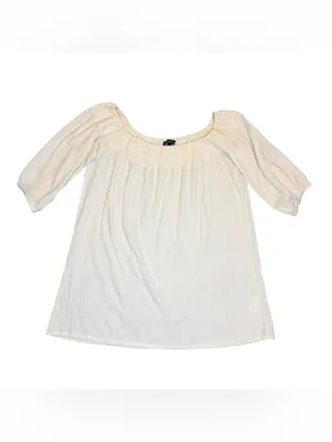 French Connection Ivory White Gauze Peasant Top Boho Off Shoulder Cottagecore S thumbnail 2