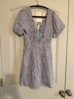 Altar'd State Floral Blue Puff Sleeve Dress thumbnail 2