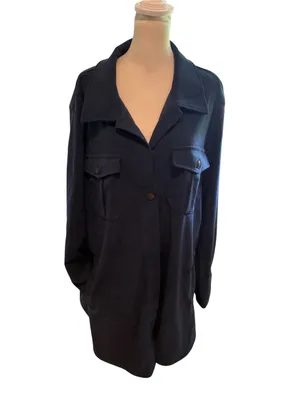 Eytino Women's Plus Size Long Sleeve Button Down Navy Blue Corduroy Jacket NEW thumbnail 4