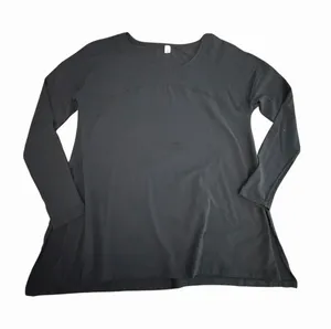 Lululemon Shirt Women's Sz 6 Hit Unwind Long Sleeve Black Rulu Lycra #JJJ10-4 thumbnail 1