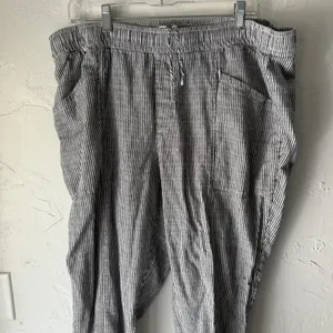 Old Navy Pants XL‎ Linen Blend Drawstring Relaxed Trousers Pockets Stripe thumbnail 3