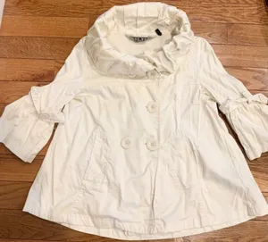 Vtg Y2K Last Kiss off White Swing light Jacket Exaggerated Retro Ruffle Collar L thumbnail 5