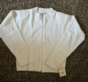 Vintage 80s Lightweight‎ Knit Zip Up Athletic Jacket Oversized Cropped Sz S thumbnail 1