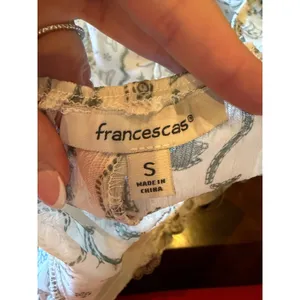 Francescas Mini Dress Women Small Green Toile Western Print Smocked Tiered Boho thumbnail 10
