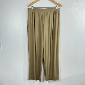 Uniqlo Ultra Stretch AIRism Straight Wide Pants Womens XL Khaki Beige UV Protect thumbnail 3
