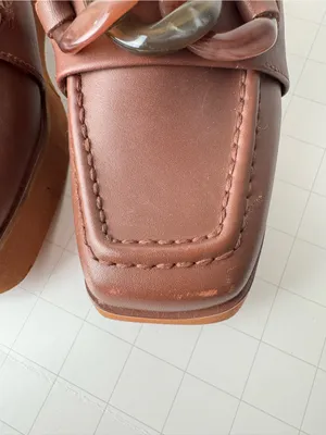 Naked Feet Mauve Platform Loafers with Chain Detail thumbnail 11