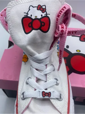 Hello Kitty High Top Converse Women 7 Chuck Taylor Shoes Limited Edition Kawaii thumbnail 7