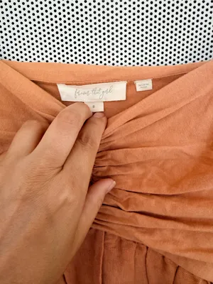 X Anthropologie heavy Linen Puff-Sleeve Midi Dress in Rust Brown thumbnail 4