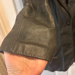 VTG General Clothing‎ Company Ltd Black Leather Jacket WomenscL 80's Oversized thumbnail 4