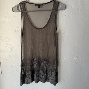 Banana Republic Tank Top XS‎ Sheer Mesh Embroidered Floral Lace Fiary Grunge thumbnail 5
