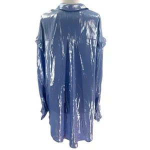 Free people metallic iridescent ruffle‎ tunic tip sz M thumbnail 2