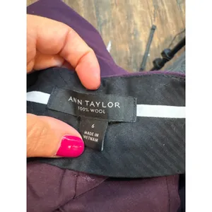 Ann Taylor burgundy 100% wool wide leg dress pants thumbnail 5