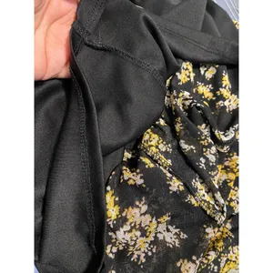 AFRM Tezza Black & Yellow Floral Ruched Mesh Midi Long Sleeves Dress Womens XS thumbnail 8