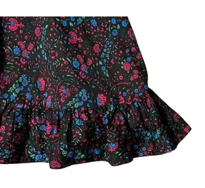 $232 Anthropologie Sabina Musayev S Black Mini Dress Floral Backless Ruffle Pink thumbnail 5