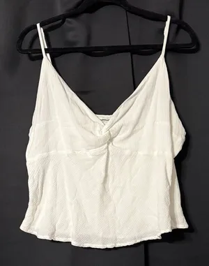Abercrombie & Fitch White Twist-Front Spaghetti Strap Tank thumbnail 1