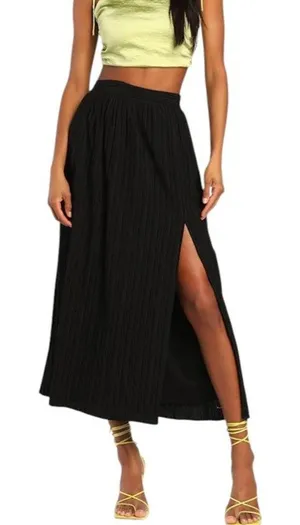 Lulus Midsummer Memories Black Mid-Rise Maxi Skirt size Small NWT thumbnail 1