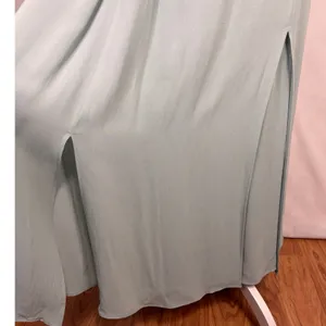 Womens Maxi Skirt Small Sage Green Side Slit Rayon Boho‎ Minimalist USA Cottage thumbnail 2