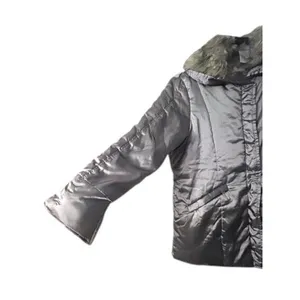 Womens Silver‎ Puffer Jacket Coat Faux Fur Trim Hooded Winter Cabincore Large thumbnail 10