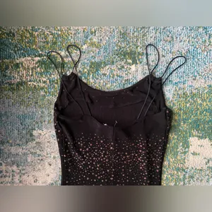 NWT vintage 90s Y2K black ombré glitter strappy midi dress, size medium thumbnail 5