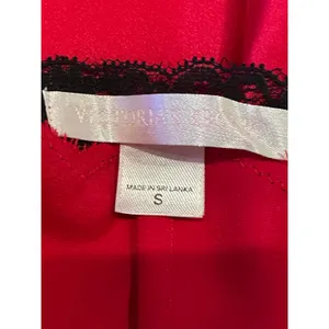 Victoria's Secret Satin Red Slip Dress With Black Lace Trim Side Slit S thumbnail 8