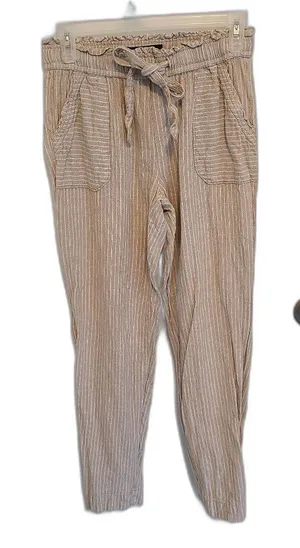 Rewash Women's Size Small Linen Blend Ankle Pant Paperbag Waist thumbnail 1