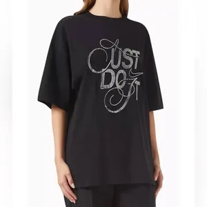 Nike‎ black oversized rhinestone bling tee Just do it medium thumbnail 5