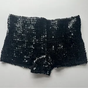 Boutique Black Sequin Dance Sexy Stretch Booty Women's Shorts Small thumbnail 4
