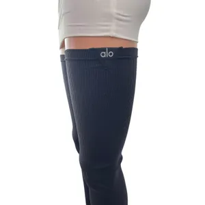 Alo Womens Black Sports Athletic Activewear Thigh High Compression Stockings M/L thumbnail 2