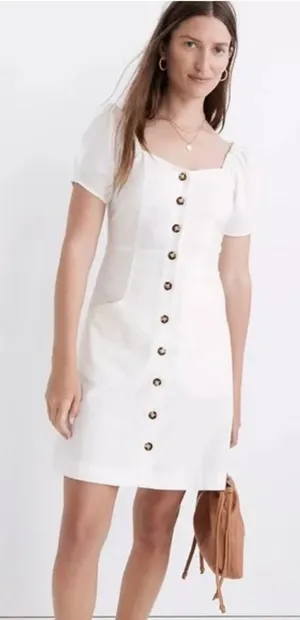 Madewell Women's NEW Linen Cotton Puff Sleeve Mini Dress Size 0‎ thumbnail 1
